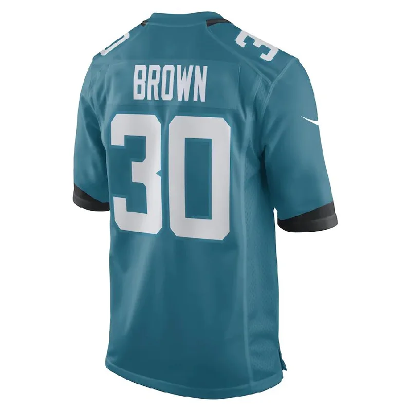 J.Jaguars #30 Montaric Brown Teal Game Player Jersey Stitched American Football Jerseys-NFL Player Edition Jerseys -