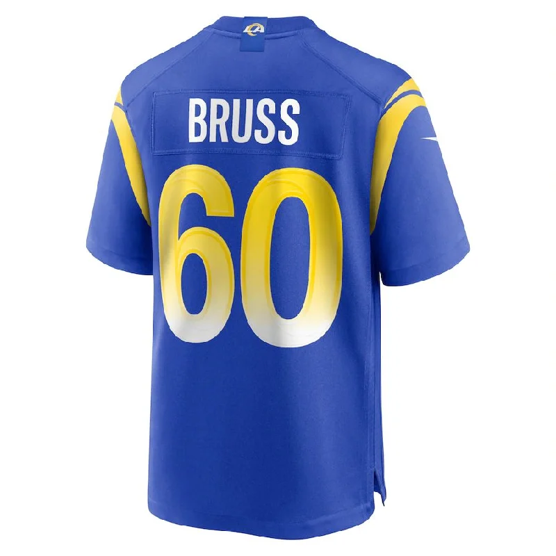 LA.Rams #60 Logan Bruss Royal Game Player Jersey Stitched American Football Jerseys-NFL Youth Football Jerseys -