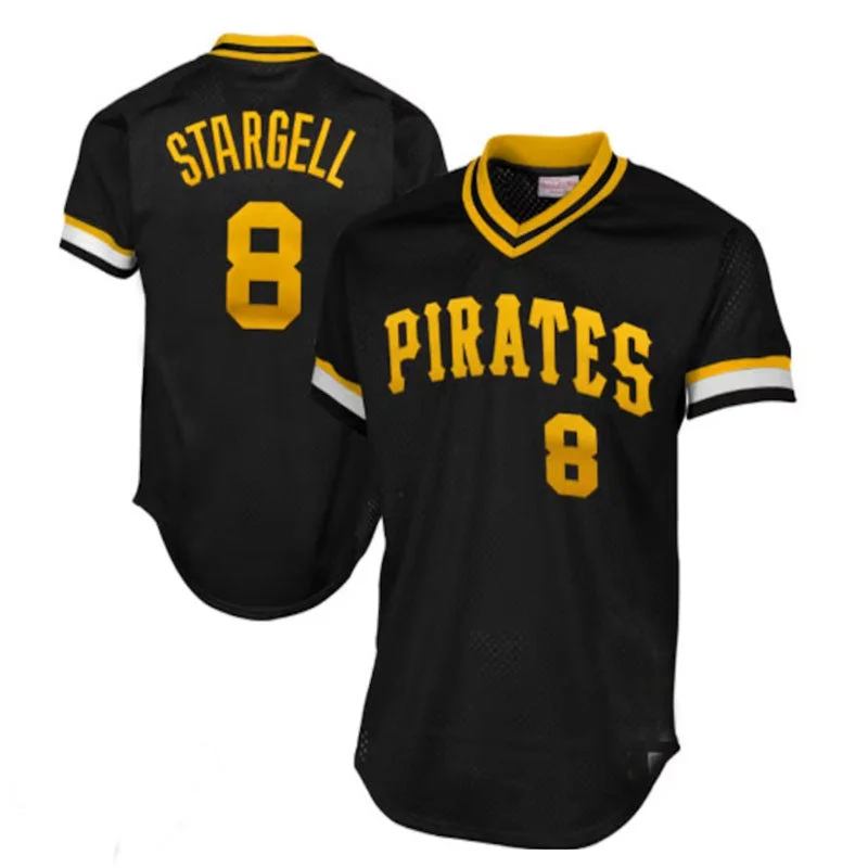 Pittsburgh Pirates #8 Willie Stargell Mitchell & Ness 1982 Authentic Cooperstown Collection Mesh Batting Practice Jersey - Black Baseball Jerseys-NBA City Edition Jerseys -