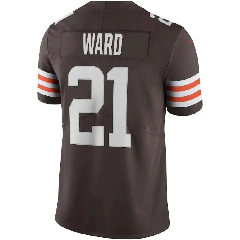 C.Browns #21 Denzel Ward Brown Vapor Limited Jersey Stitched American Football Jerseys-NFL Anniversary Edition Jerseys -