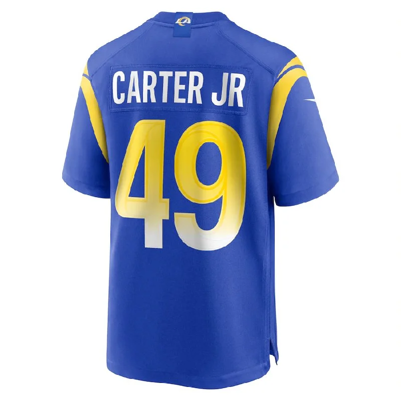 LA.Rams #49 Roger Carter Jr. Royal Game Player Jersey Stitched American Football Jerseys-NFL Hall of Fame Collection -