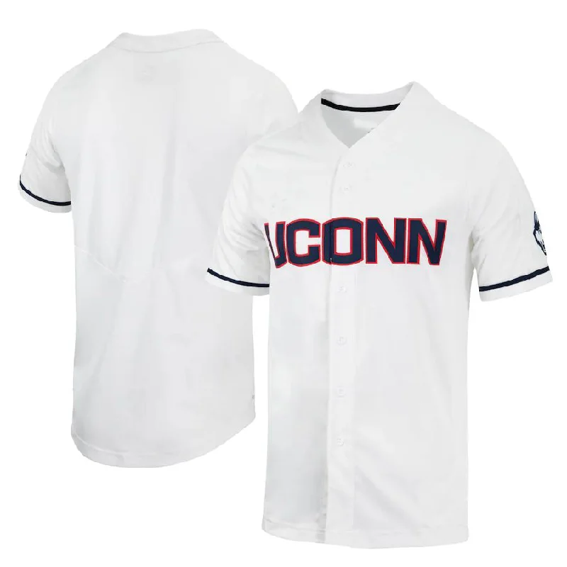 U.Huskies Replica Full-Button Baseball Jersey White Stitched American College Jerseys-NBA Game-Worn Jerseys -