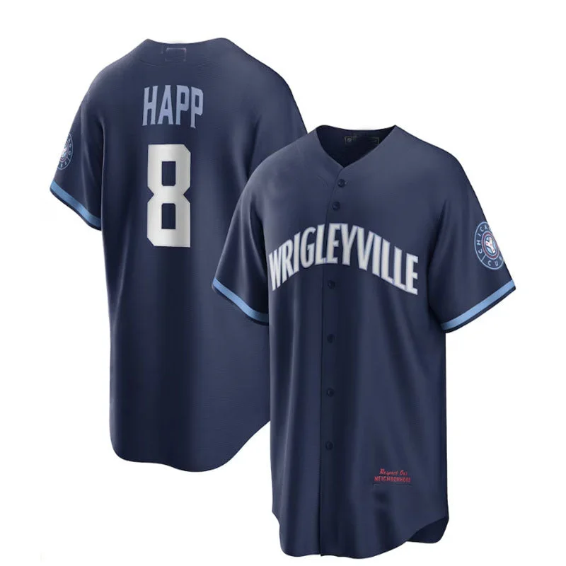 Chicago Cubs #8 Ian Happ City Connect Replica Player Jersey - Navy Baseball Jerseys-NBA Home & Away Jerseys -