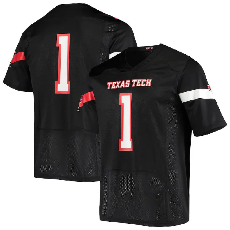 #1 T.Tech Red Raiders Under Armour Logo Replica Football Jersey Black Stitched American College Jerseys-NBA Home Court Jerseys -