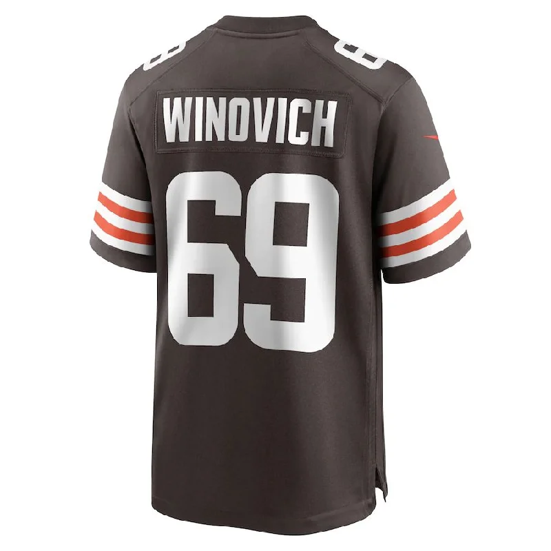 C.Browns #69 Chase Winovich Brown Game Jersey Stitched American Football Jerseys-NFL Game-Worn Jerseys -