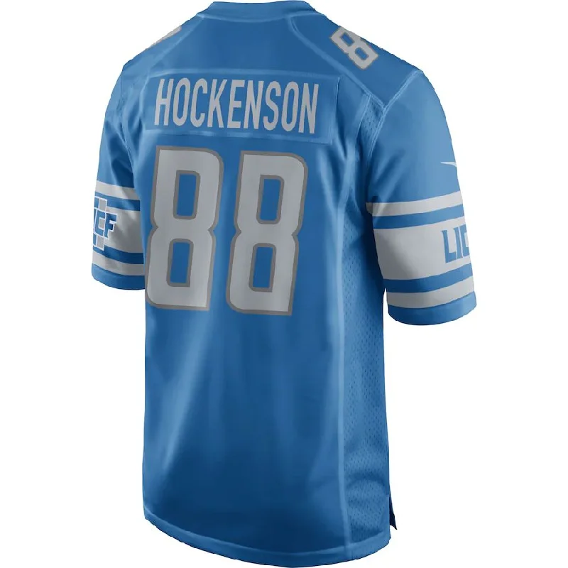 D.Lions #88 T.J. Hockenson Blue Game Jersey Stitched American Football Jerseys-NFL Autographed Jerseys -