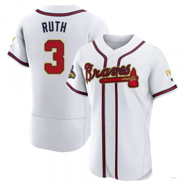 Atlanta Braves #3 Babe Ruth Gold White 2022 Program Jersey Stitches Baseball Jerseys-NBA Hall of Fame Jerseys -