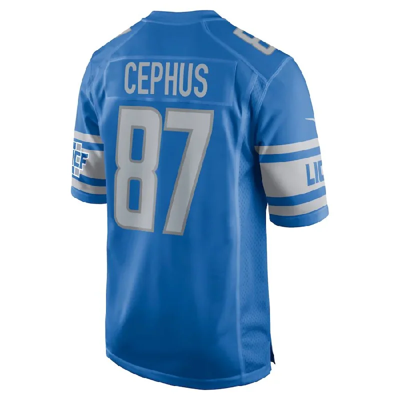 D.Lions #87 Quintez Cephus Blue Game Jersey Stitched American Football Jerseys-NFL Retro Team Jerseys -