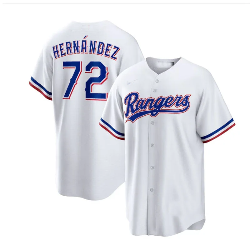 Texas Rangers #72 Jonathan Hern¨¢ndez White Home Replica Player Jersey Baseball Jerseys-NBA Retro Basketball Jerseys -