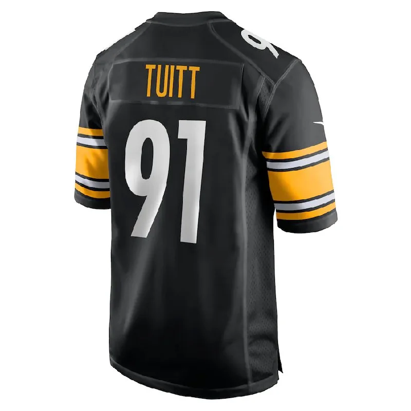 P.Steelers #91 Stephon Tuitt Black Game Team Jersey Stitched American Football Jerseys-NFL Official Team Jerseys -