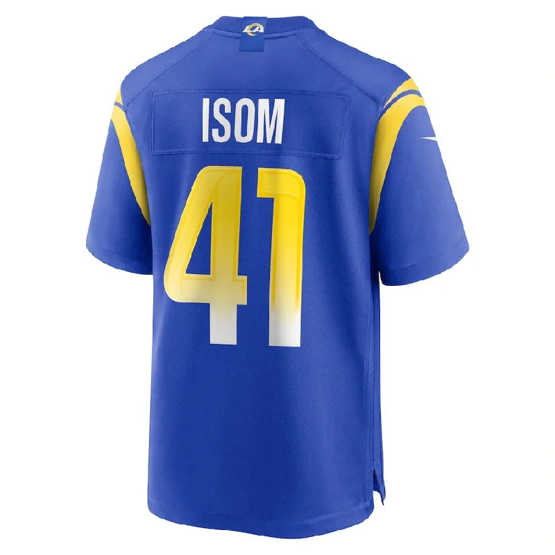 LA.Rams #41 Dan Isom Royal Game Player Jersey Stitched American Football Jerseys-NFL Collector’s Jerseys -