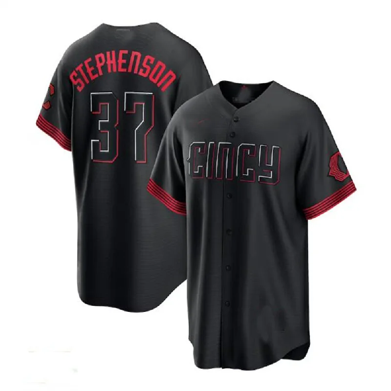 Cincinnati Reds #37 Tyler Stephenson 2023 City Connect Replica Player Jersey - Black Baseball Jerseys-NBA Official Game Jerseys -