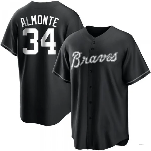 Atlanta Braves #34 Abraham Almonte White Black/ Jersey Stitches Baseball Jerseys-NBA New Season Jerseys -