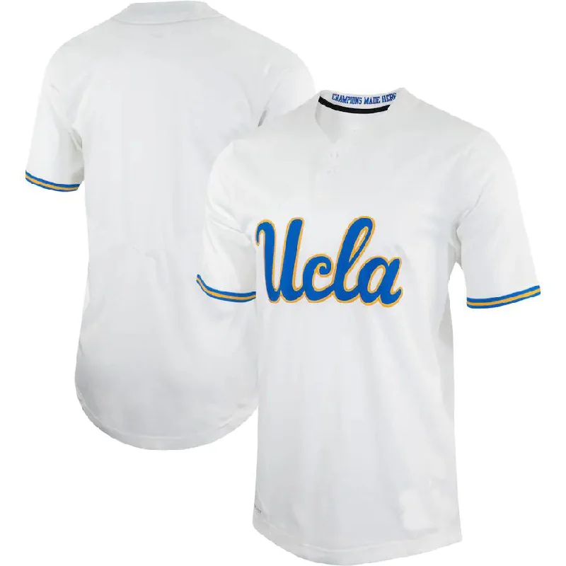 U.Bruins Unisex Two-Button Replica Softball Jersey White Stitched American College Jerseys-NBA Vintage Team Jerseys -