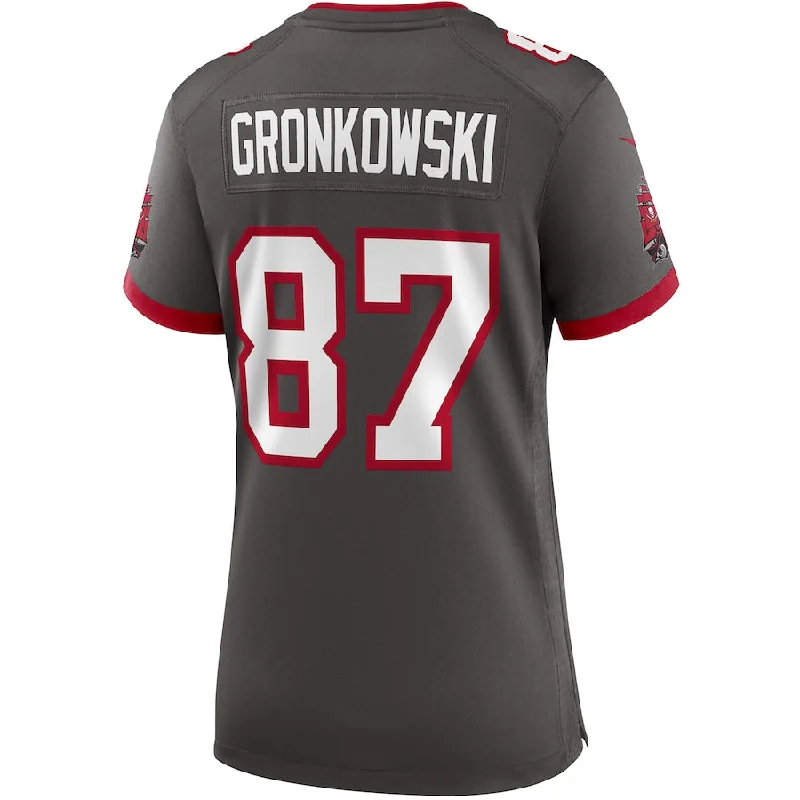 TB.Buccaneers #87 Rob Gronkowski Pewter Alternate Game Jersey Stitched American Football Jerseys-NFL Collector’s Jerseys -