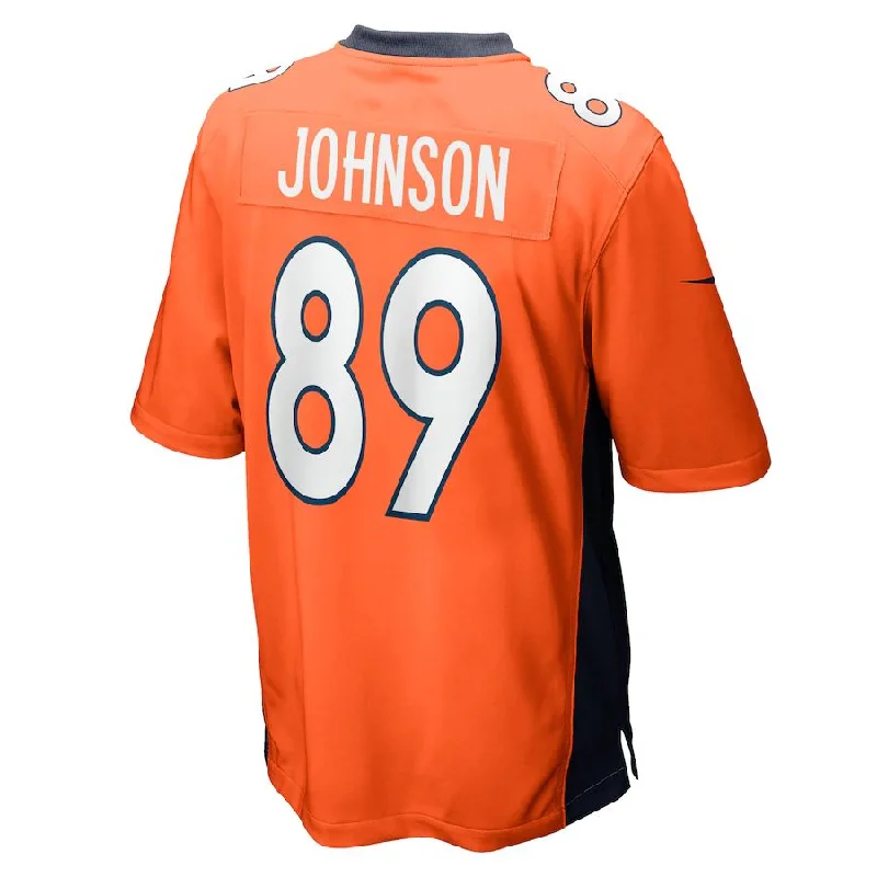 D.Broncos #89 Brandon Johnson Orange Game Player Jersey Stitched American Football Jerseys-NFL Vintage Football Jerseys -