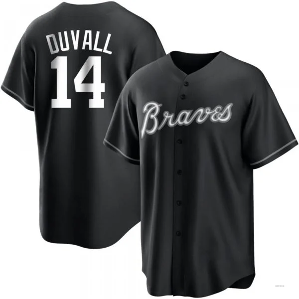 Atlanta Braves #14 Adam Duvall White Black Jersey Stitches Baseball Jerseys-NBA Road Jerseys -