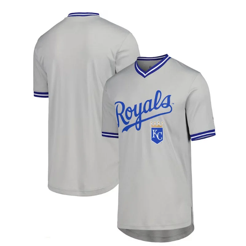 Kansas City Royals V-Neck Jersey - Gray Baseball Jerseys-NBA Pro-Level Basketball Jerseys -