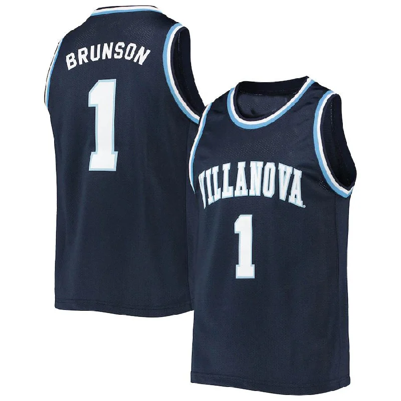 V.Wildcats #1 Jalen Brunson Original Retro Brand Alumni Commemorative Classic Basketball Jersey Navy Stitched American College Jerseys-NBA Big & Tall Jerseys -