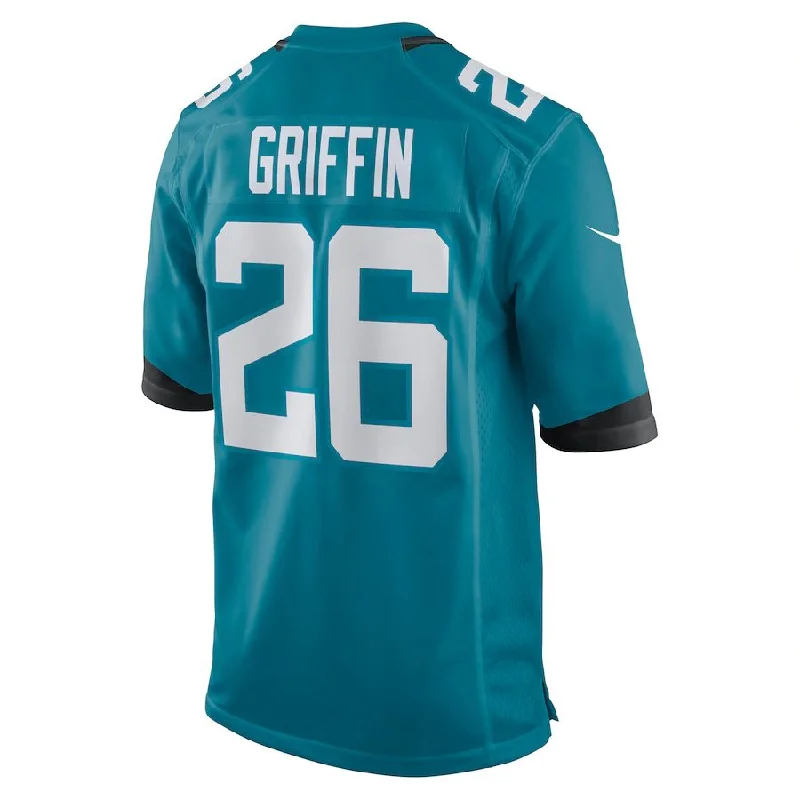 J.Jaguars #26 Shaquill Griffin Teal Game Jersey Stitched American Football Jerseys-NFL Pro-Level Jerseys -