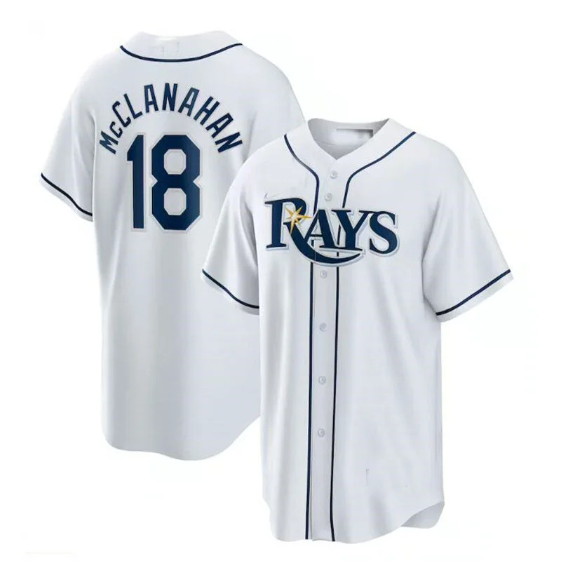 Tampa Bay Rays #18 Shane McClanahan Home Replica Player Jersey - White Baseball Jerseys-NBA Home Court Jerseys -