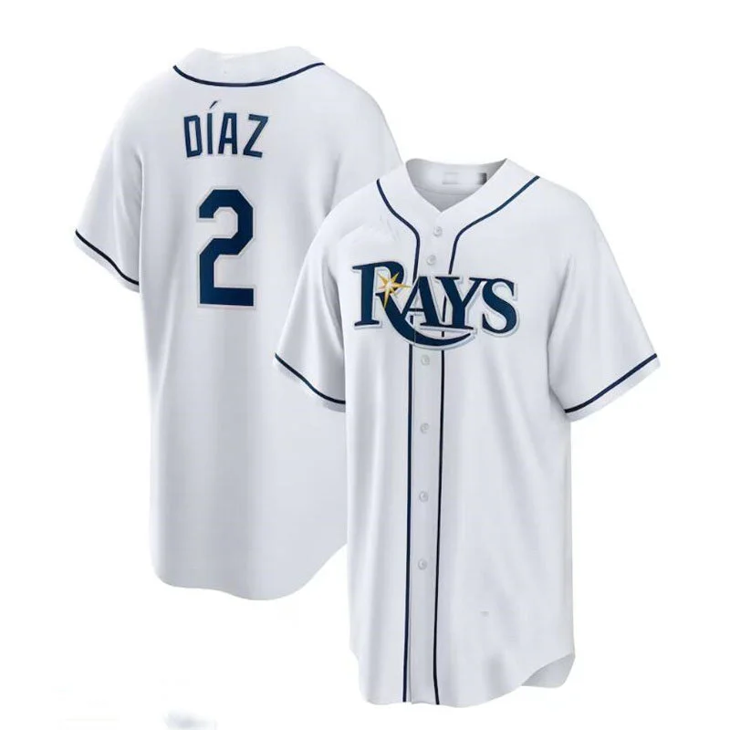 Tampa Bay Rays #2 Yandy Díaz  Home Replica Player Jersey - White Baseball Jerseys-NBA Throwback Jerseys -