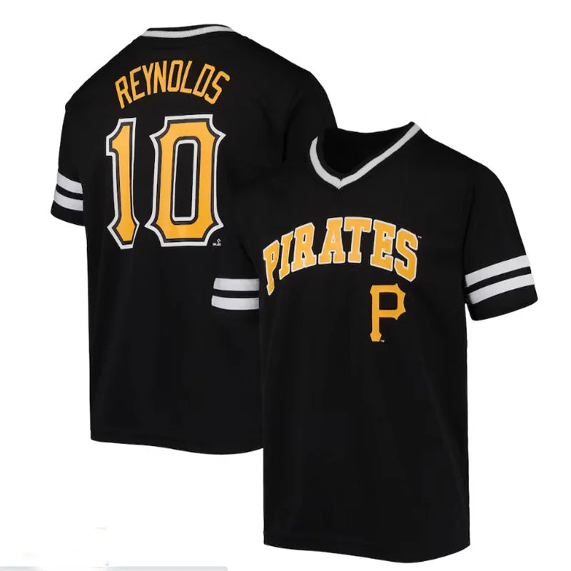 Pittsburgh Pirates #10 Bryan Reynolds Black Player Logo Jersey Baseball Jerseys-NBA Game-Worn Jerseys -