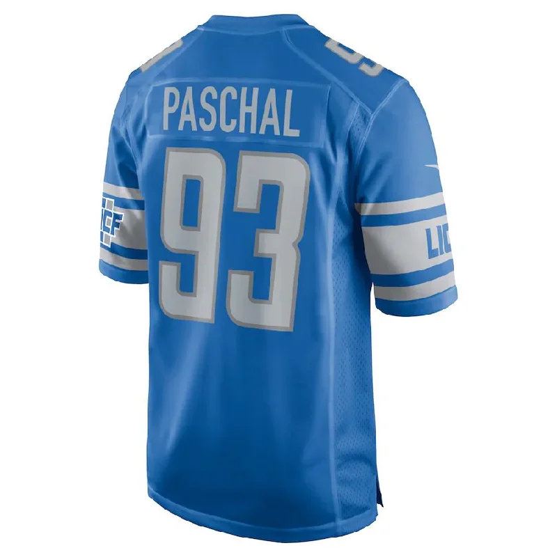 D.Lions #93 Josh Paschal Blue Player Game Jersey Stitched American Football Jerseys-NFL Youth Football Jerseys -