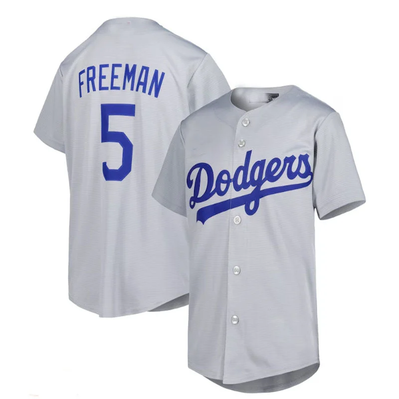 Los Angeles Dodgers #5 Freddie Freeman Alternate Replica Player Jersey - Gray Baseball Jerseys-NBA Summer League Jerseys -