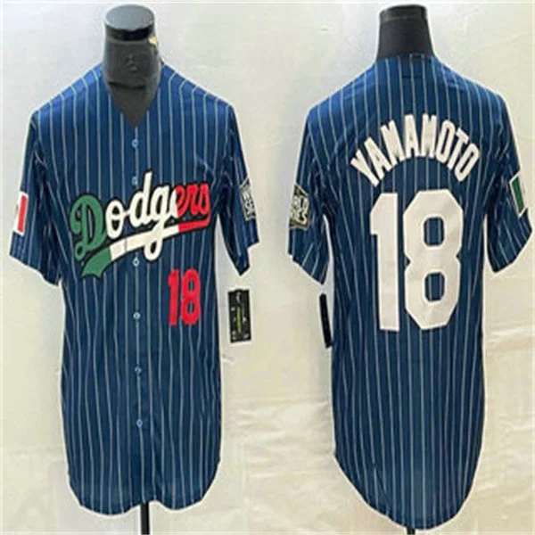 Los Angeles Dodgers #18 Yoshinobu Yamamoto Navy Home Authentic Patch Jersey Baseball Jerseys-NBA Celebrity Game Jerseys -