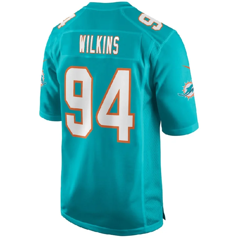 M.Dolphins #94 Christian Wilkins Aqua Game Jersey Stitched American Football Jerseys-NFL Color Rush Jerseys -