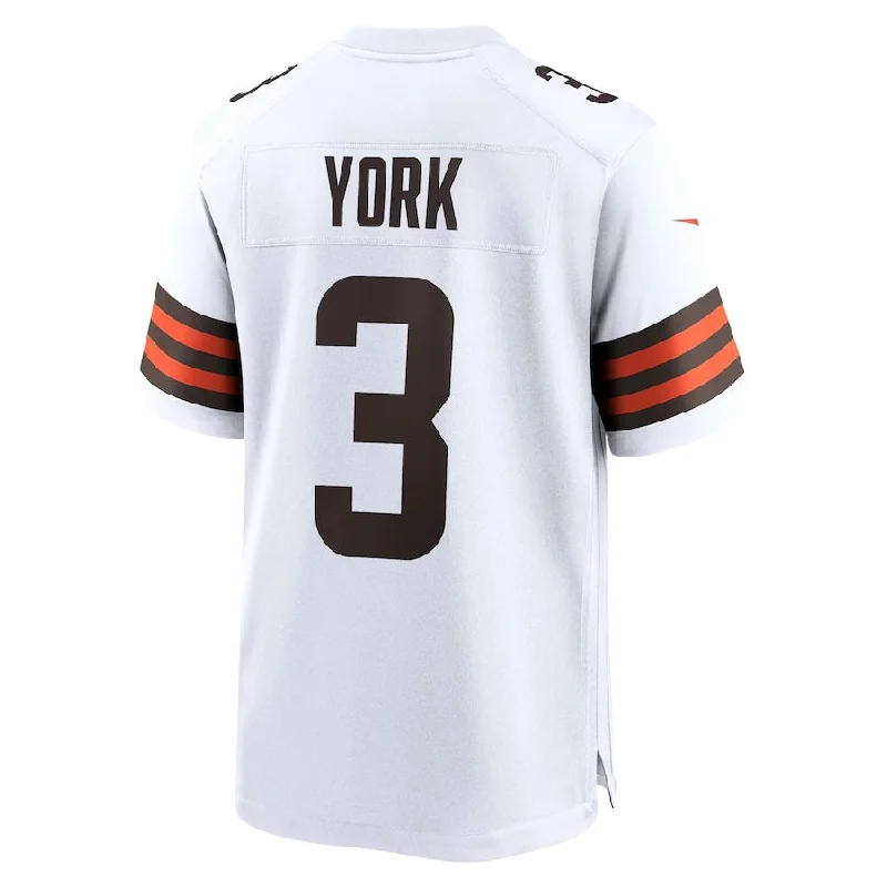 C.Browns #3 Cade York White Game Player Jersey Stitched American Football Jerseys-NFL Vintage Football Jerseys -