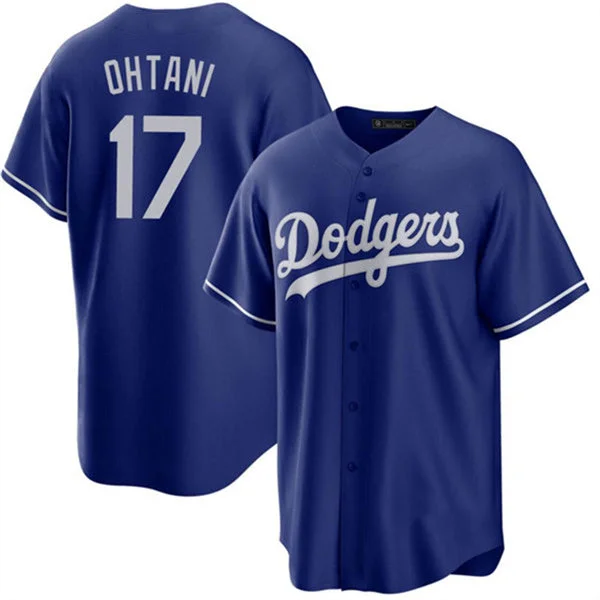 Los Angeles Dodgers #17 Shohei Ohtani Blue Home Authentic Patch Jersey Baseball Jerseys-NBA Men's Authentic Jerseys -