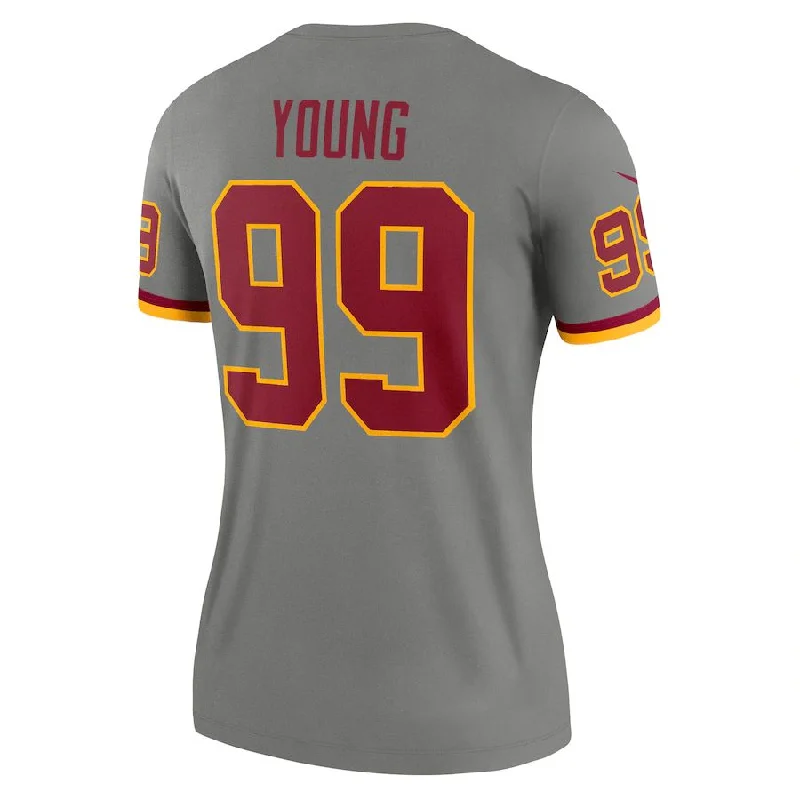 W.Football Team #99 Chase Young Gray Inverted Legend Jersey Stitched American Football Jerseys-NFL Supporter Jerseys -