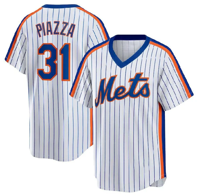 New York Mets #31 Mike Piazza White Home Cooperstown Collection Player Jersey Baseball Jerseys-NBA Custom Name Jerseys -