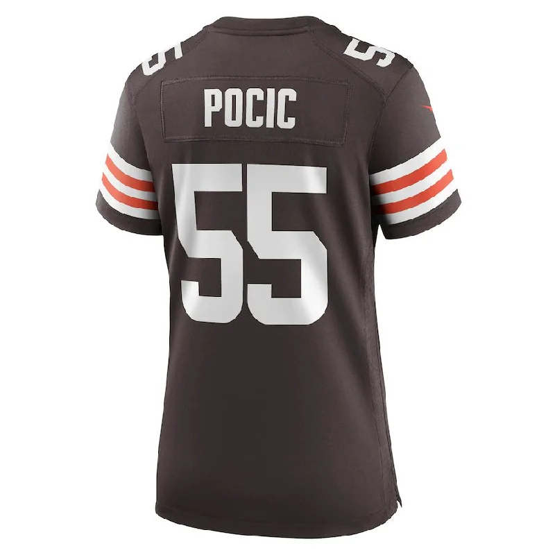 C.Browns #55 Ethan Pocic Brown Game Jersey Stitched American Football Jerseys-NFL Autographed Jerseys -