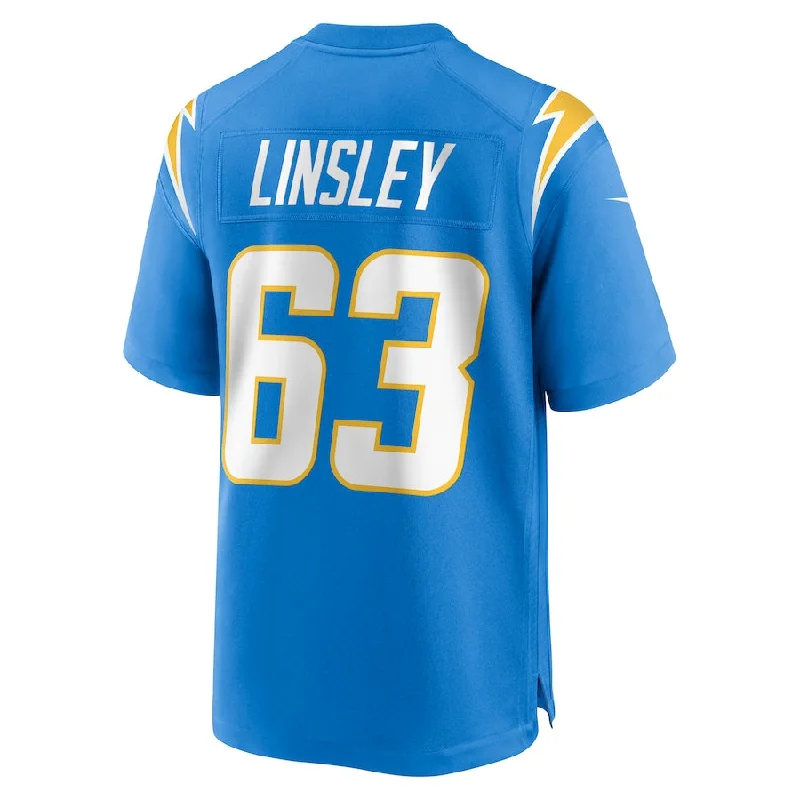 LA.Chargers #63 Corey Linsley Powder Blue Game Player Jersey Stitched American Football Jerseys-NFL Preseason Jerseys -