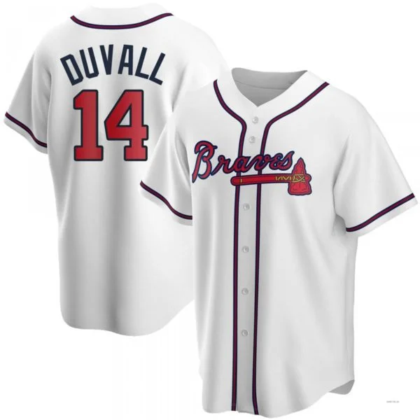 Atlanta Braves #14 Adam Duvall White Home Jersey Stitches Baseball Jerseys-NBA Icon Edition Jerseys -