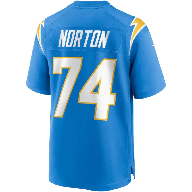 LA.Chargers #74 Storm Norton Powder Blue Team Game Jersey Stitched American Football Jerseys-NFL Authentic Football Jerseys -