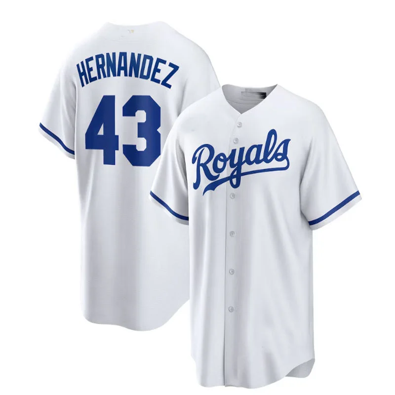 Kansas City Royals #43 Carlos Hern¨¢ndez Home Replica Player Jersey - White Baseball Jerseys-NBA Playoff Edition Jerseys -