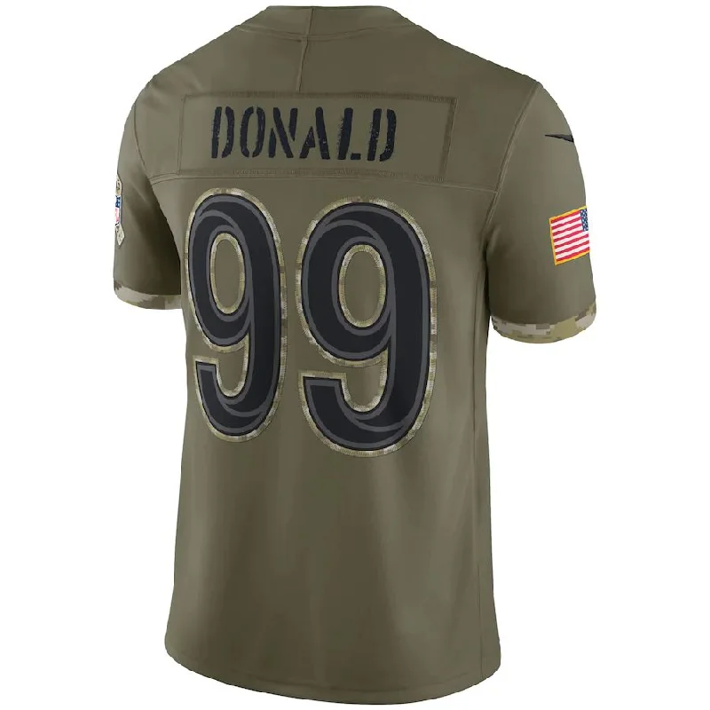 LA.Rams #99 Aaron Donald Olive 2022 Salute To Service Limited Jersey Stitched American Football Jersey-NFL Throwback Jerseys -