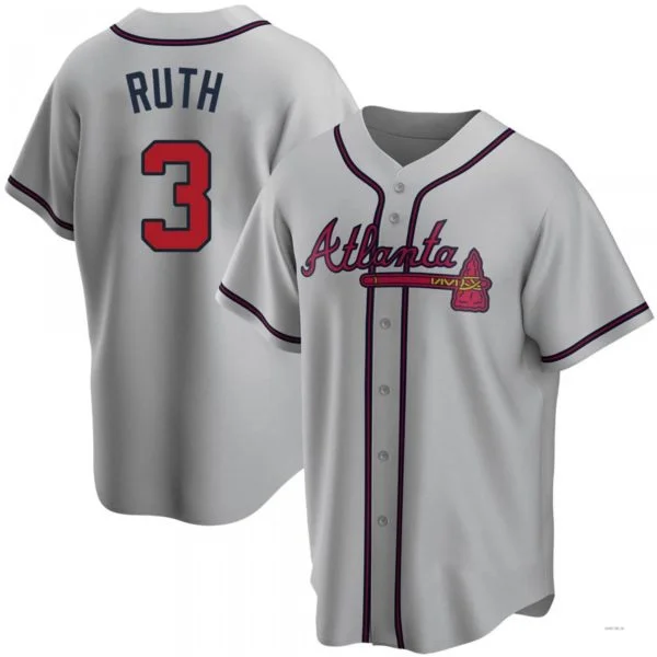 Atlanta Braves #3 Babe Ruth Gray Road Jersey Stitches Baseball Jerseys-NBA Alternative Jerseys -