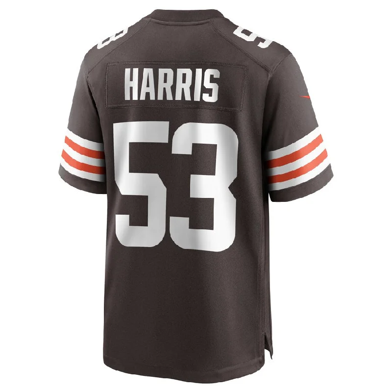 C.Browns #53 Nick Harris Brown Game Jersey Stitched American Football Jerseys-NFL Retro Team Jerseys -