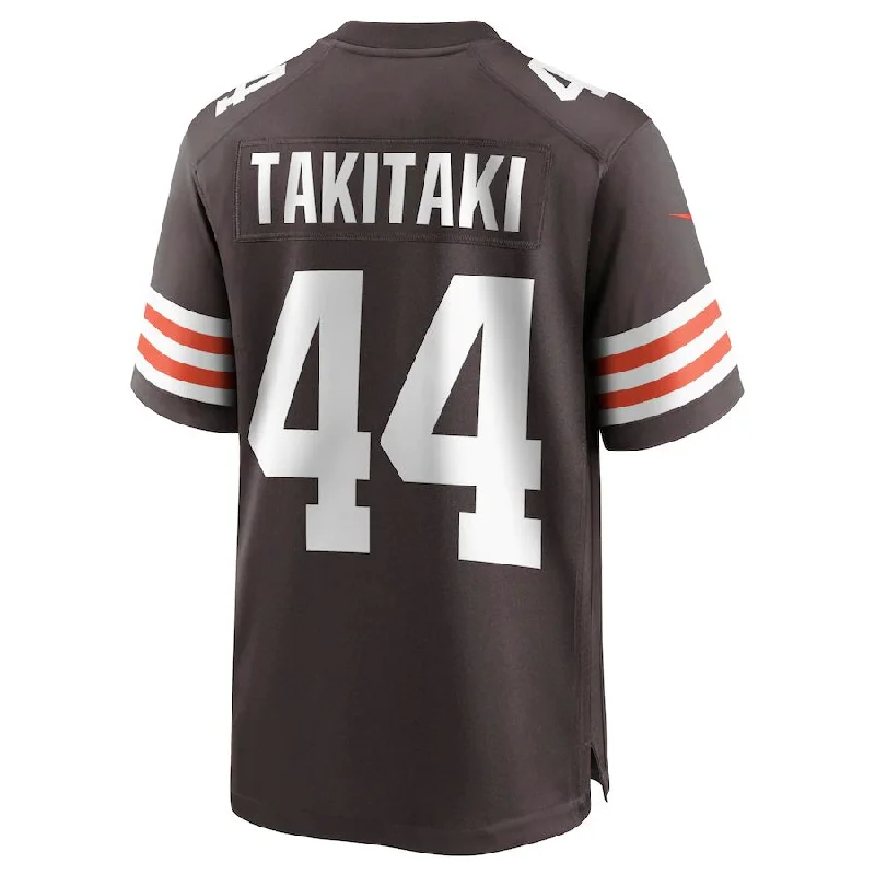 C.Browns #44 Sione Takitaki Brown Game Jersey Stitched American Football Jerseys-NFL Sports Fan Jerseys -