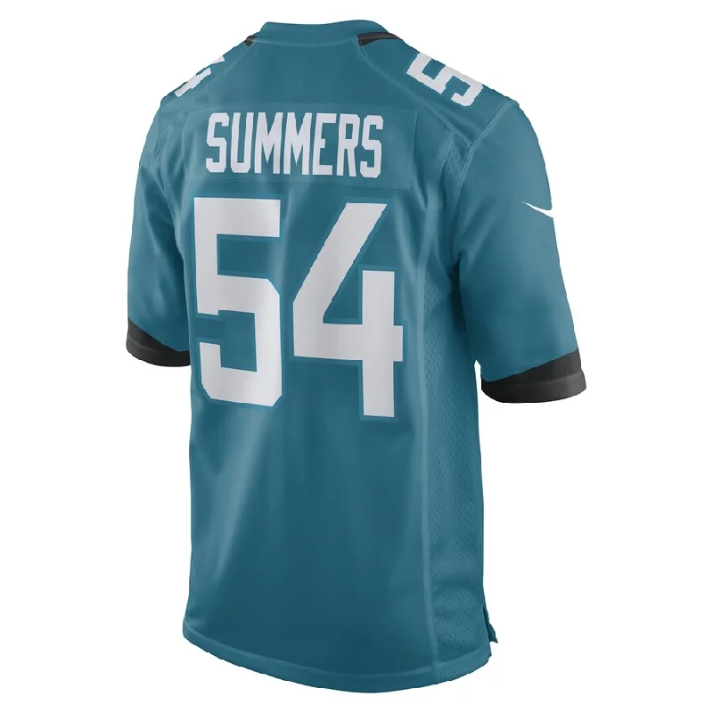 J.Jaguars #54 Ty Summers Teal Game Player Jersey Stitched American Football Jerseys-NFL MVP Player Jerseys -