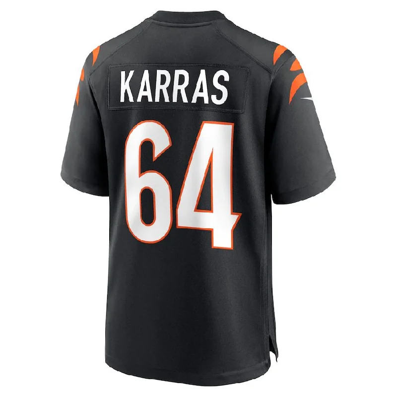 C.Bengals #64 Ted Karras Black Game Player Jersey Stitched American Football Jerseys-NFL MVP Player Jerseys -