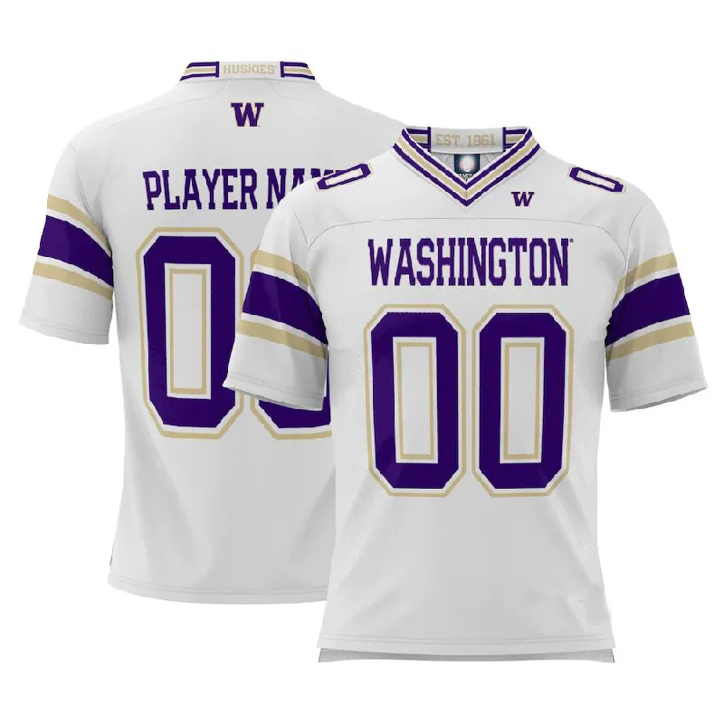 Custom W.Huskies ProSphere NIL Pick-A-Player Football Jersey White Stitched American College Jerseys-NBA Game-Worn Jerseys -