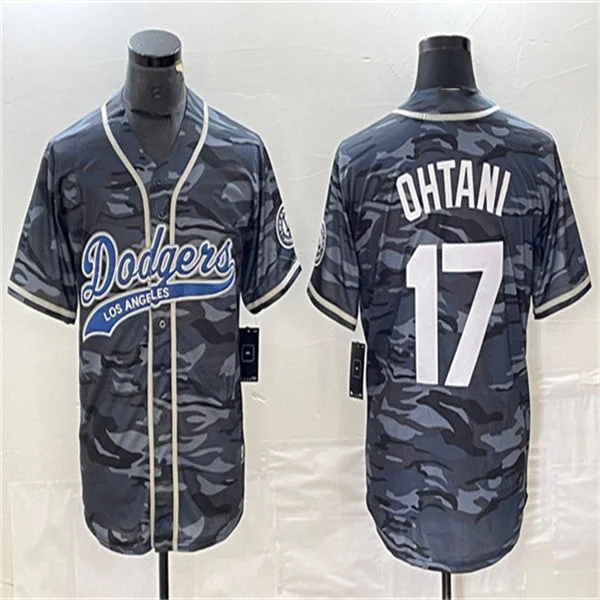 Los Angeles Dodgers #17 Shohei Ohtani Gray Camo Home Authentic Patch Jersey Baseball Jerseys-NBA Road Jerseys -