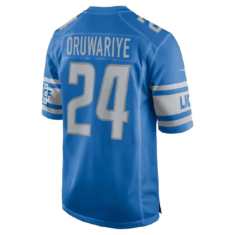 D.Lions #24 Amani Oruwariye Blue Game Jersey Stitched American Football Jerseys-NFL Replica Team Jerseys -