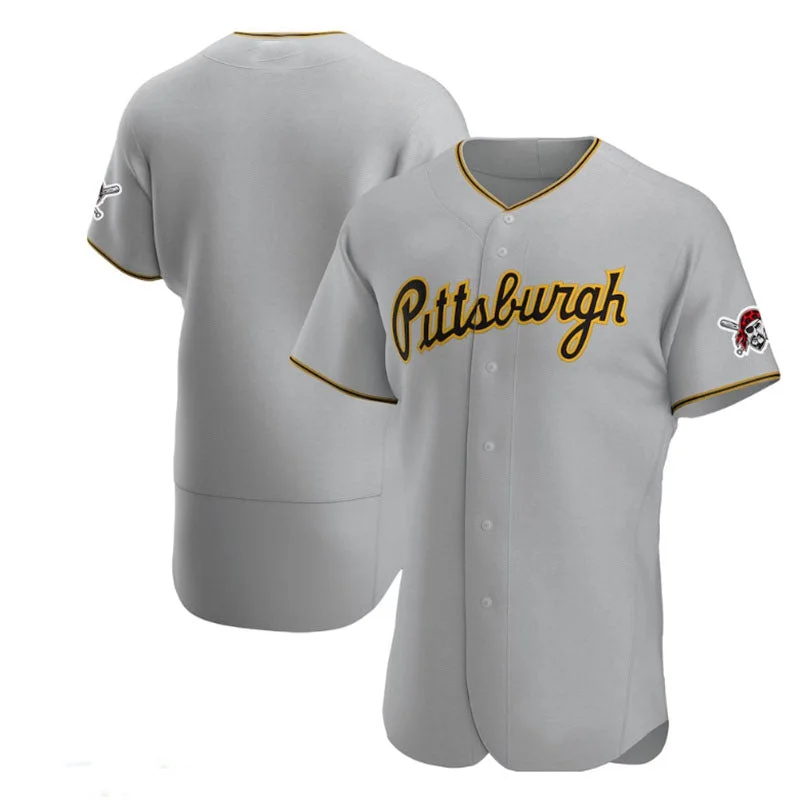 Pittsburgh Pirates Road Authentic Team Jersey - Gray Baseball Jerseys-NBA Hall of Fame Jerseys -